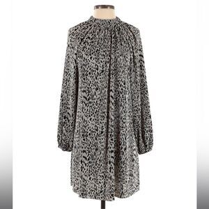 NWT ASOS Long Sleeve Animal Print Pleated Mini Shift Dress Size 4